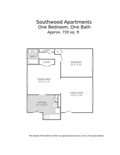 1 bedroom - 735 q. ft.
